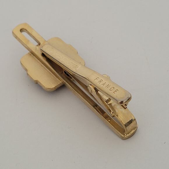 Limoges Castel France Gold Blue Tone Tie Clip Black Horse Design 2 Inch - Picture 5 of 8